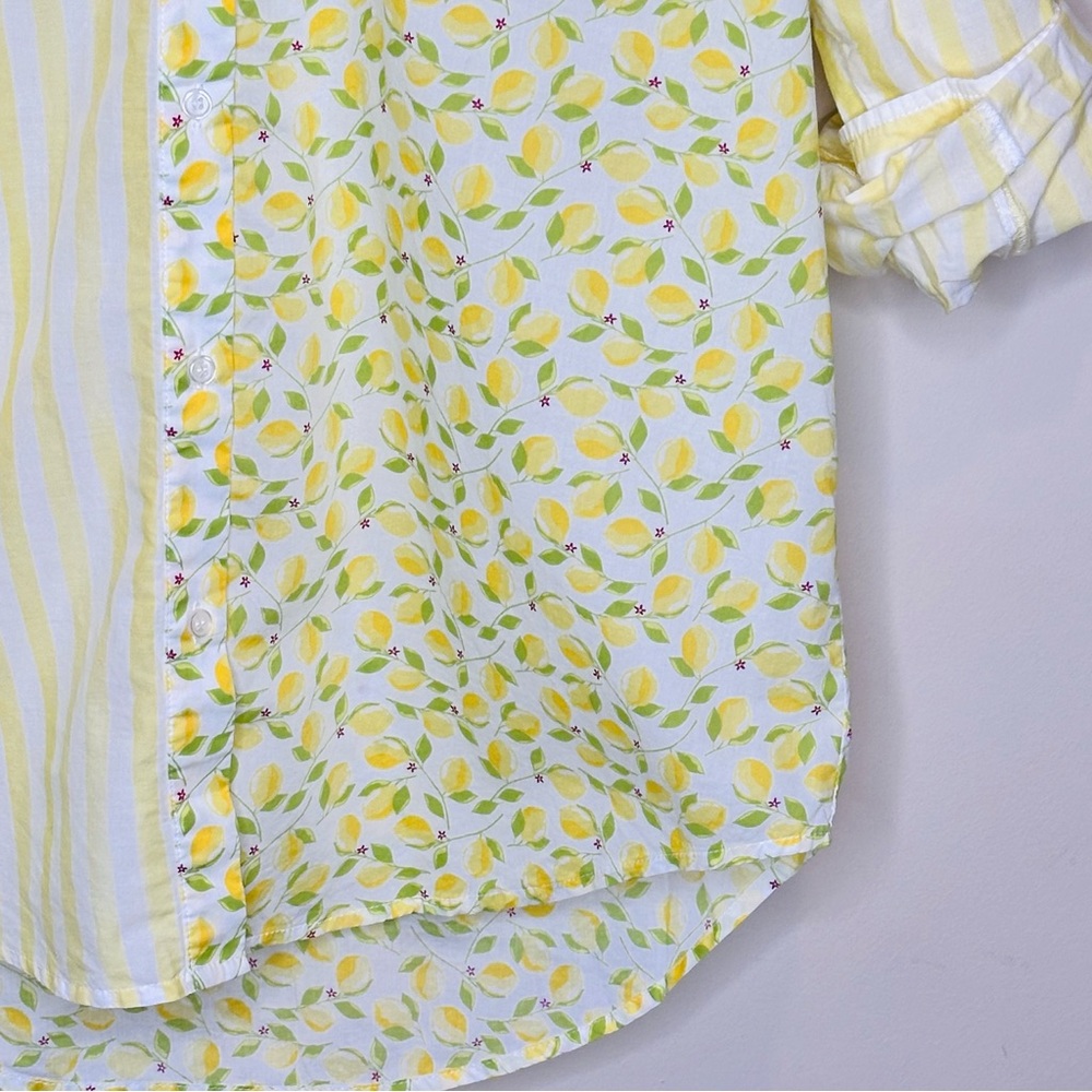 Solid & Striped Lemon Print Button Down Shirt Siz… - image 6